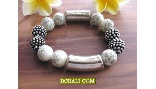 Bali Beads Stone Bracelets Steels Stretching 